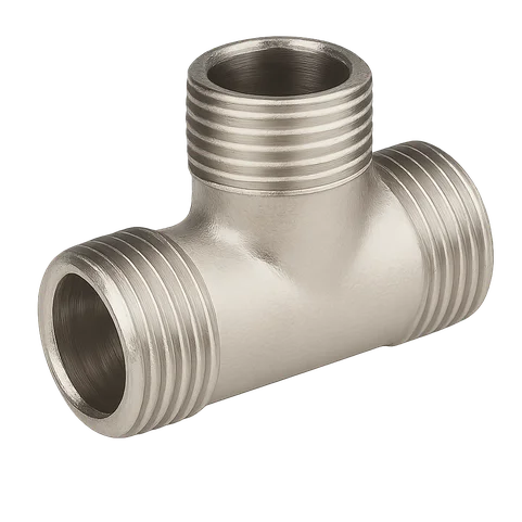 Тройник никелированный латунный Ду 15 1/2" НР/НР/НР